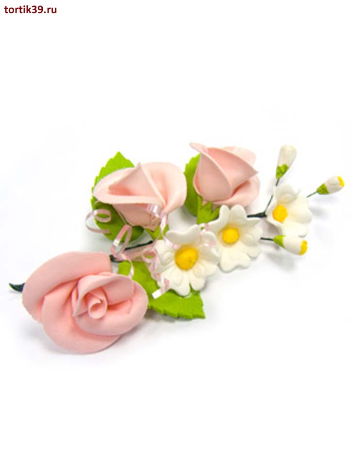 Букет Розовые Розы - готовое украшение из сахарной массы