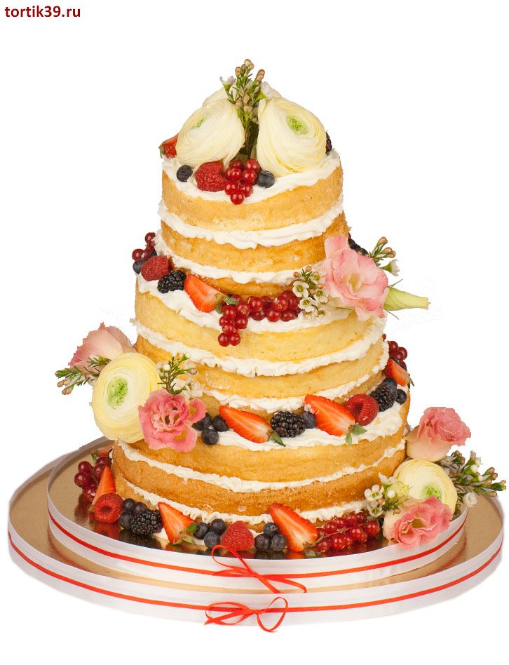 Свадебный голый торт «До счастья минутка...»
