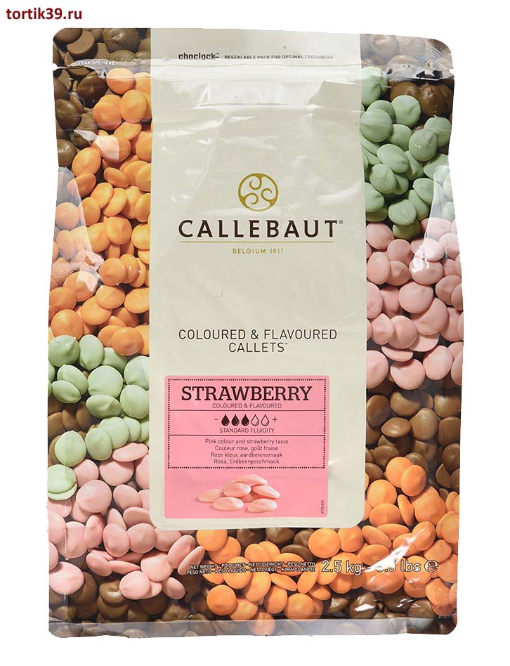 Белый бельгийский шоколад Callebaut со вкусом и цветом клубники