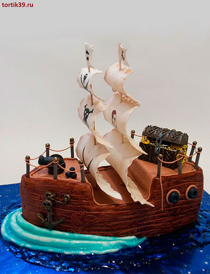 Торт «Пиратский корабль с добычей»